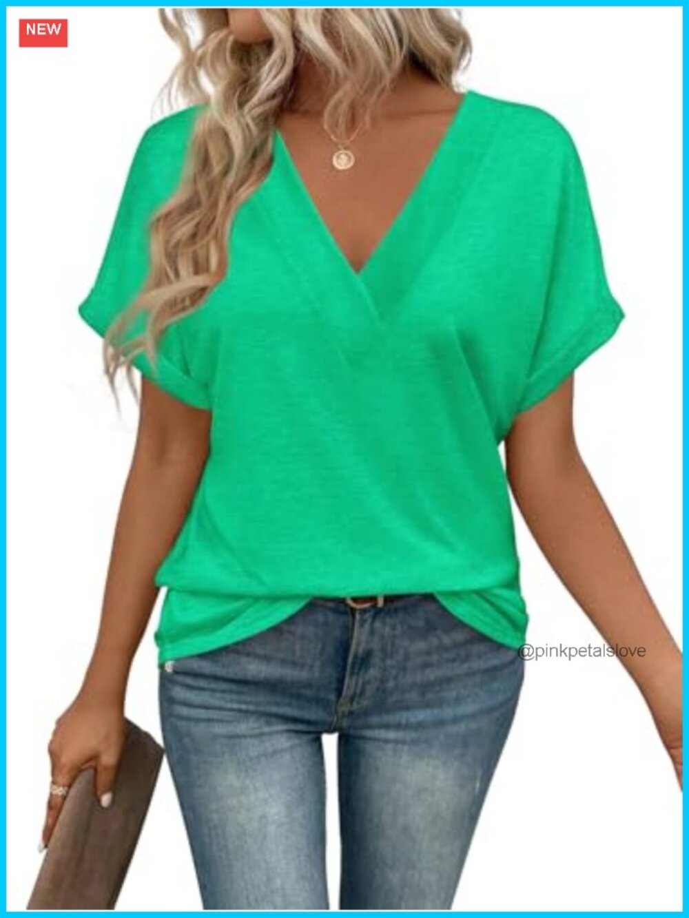 Women's V Neck Short Sleeve T-Shirt Polyester Rayon Spandex Casual Summer Top